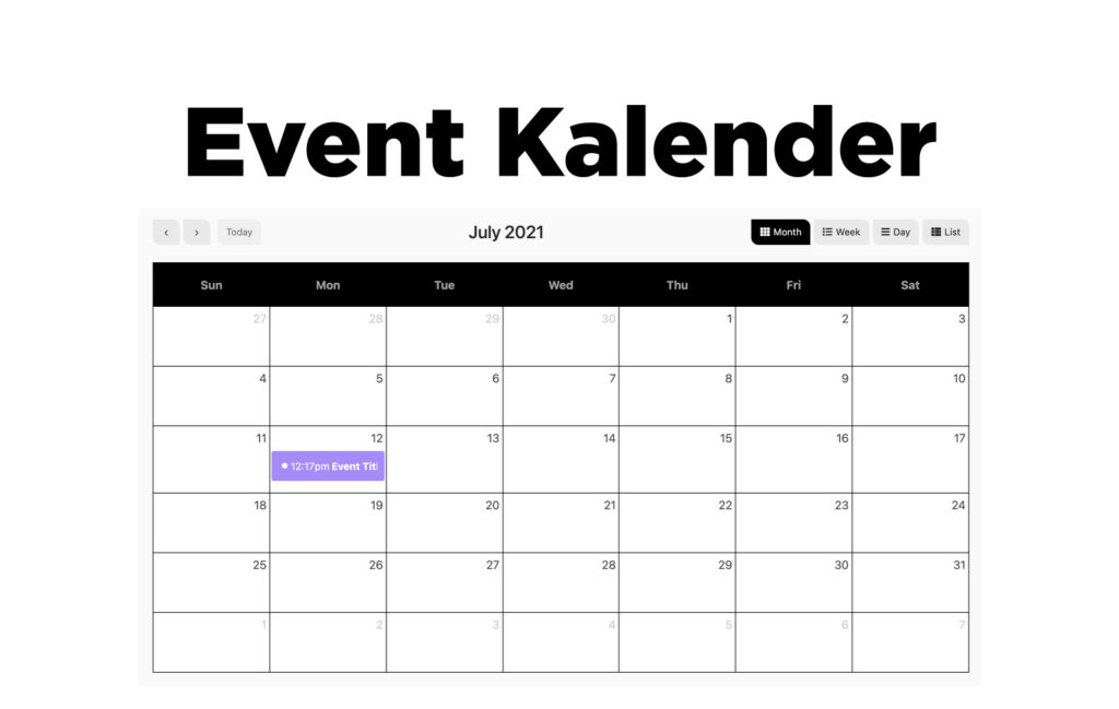 Event-Kalender als Inhaltselement