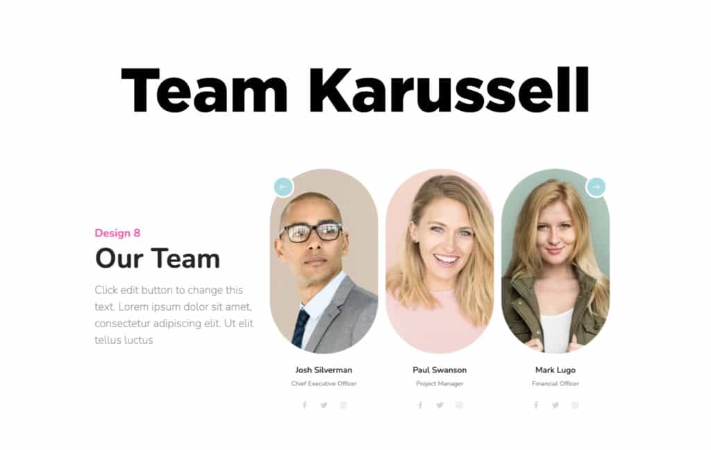 Team-Karussell-Inhaltselement